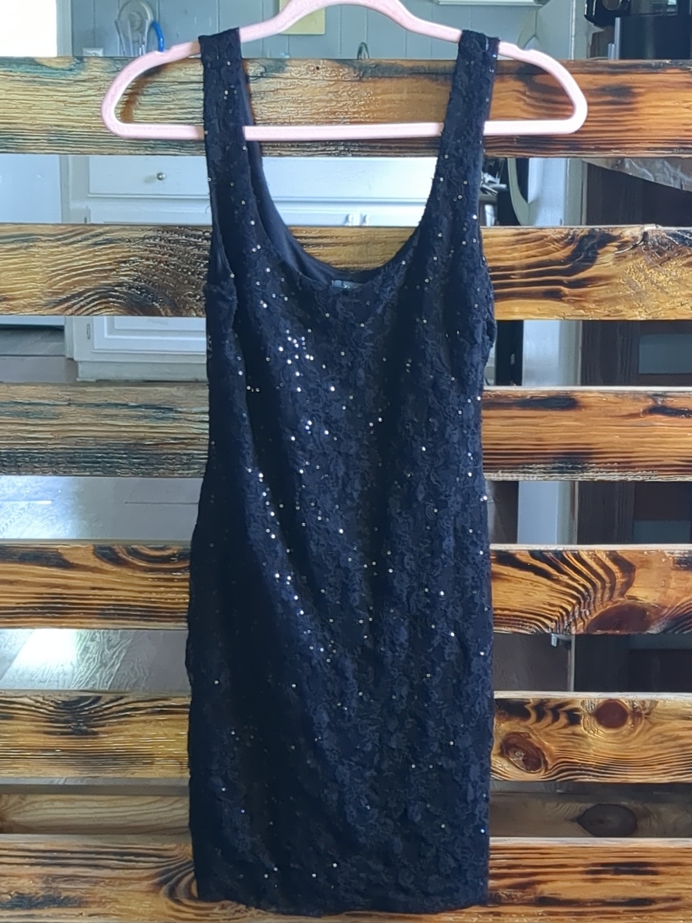 Lily Rose Black Sequin Lace Mini Dress